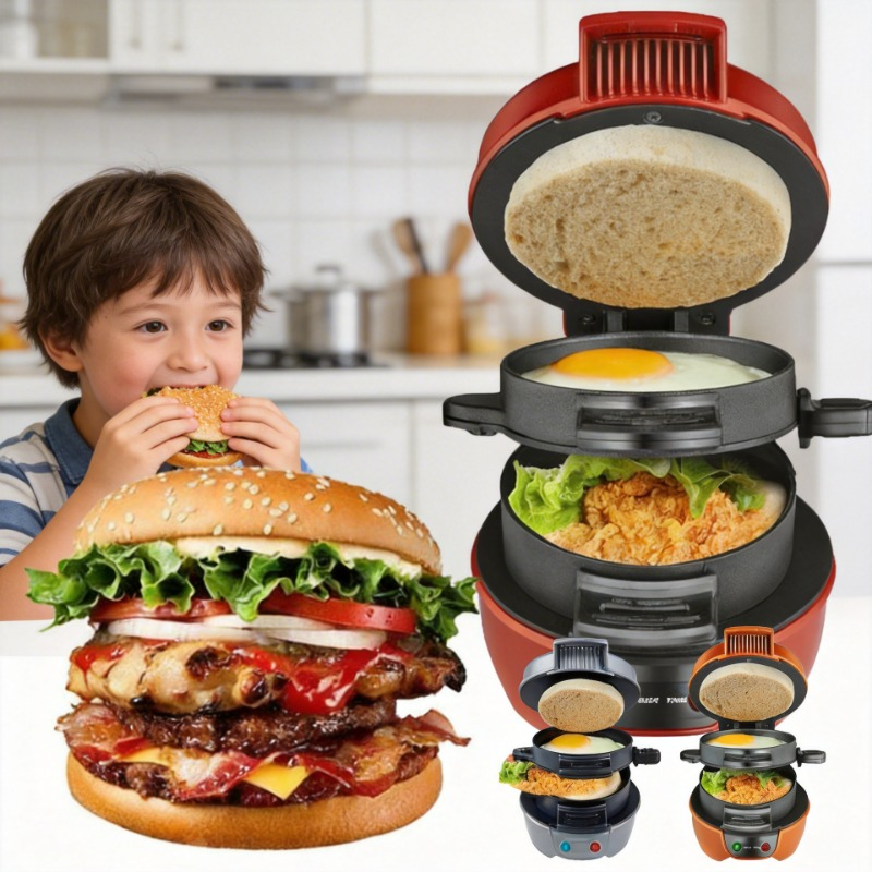Kitchen Baking Machine - 220V 110V ミニ電気バーガーサンドイッチメーカーマシン ノンスティックトースターグリル ベーキングパンケーキパン パン用