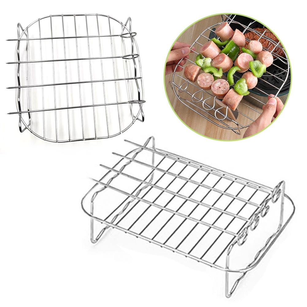 Kitchen Baking Tray Rack - ステンレス製エアフライヤーバスケットトレイ、エアフライヤーラック、多機能ローストラック、エアフライヤーホルダー、キッチン用品、ベーキングアクセサリー