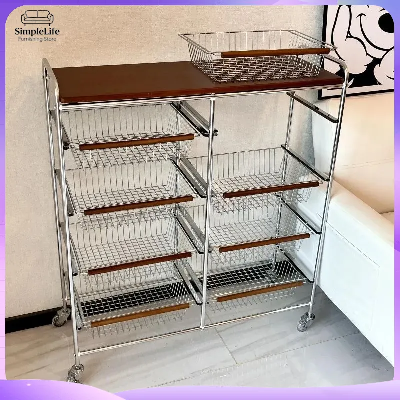 Kitchen Baking Cart - レトロキッチンカート（ホイール付き）移動式収納トロリー、調理、ベーキング、スナック、調理器具、スパイス、オーガナイザー、家庭、オフィス、リビング用