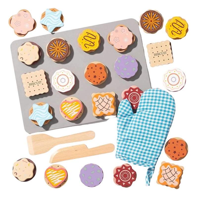 Kitchen Kids Baking Set - WOWFU-木製クッキーごっこ遊びセット 子供用 キッチンごっこ遊び キッチンフードアクセサリー ベーキングセット 3歳