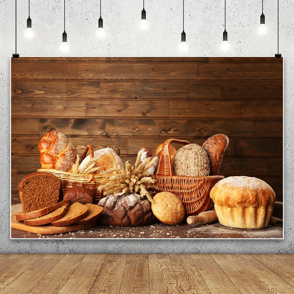 Kitchen Baking Background - 木の板の背景幕、パン焼き、食品、ケーキ、ポートレート、パーティー、キッチンツール、写真撮影の背景、フォトコール、写真スタジオ撮影