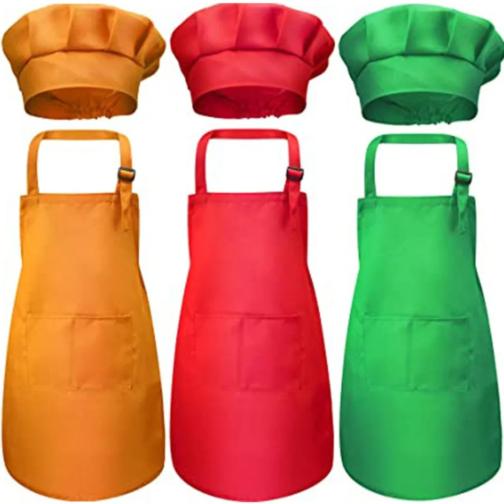 Kitchen Kids Baking Set - 子供用シェフエプロン フロントポケット付き ビブエプロン 男の子 女の子用 キッチン