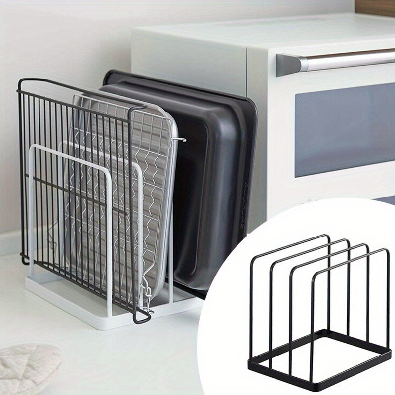 Kitchen Baking Tray Rack - 垂直まな板ラック 4 層キッチントレイベーキングトレイオーガナイザー多機能可動オフィス本収納棚