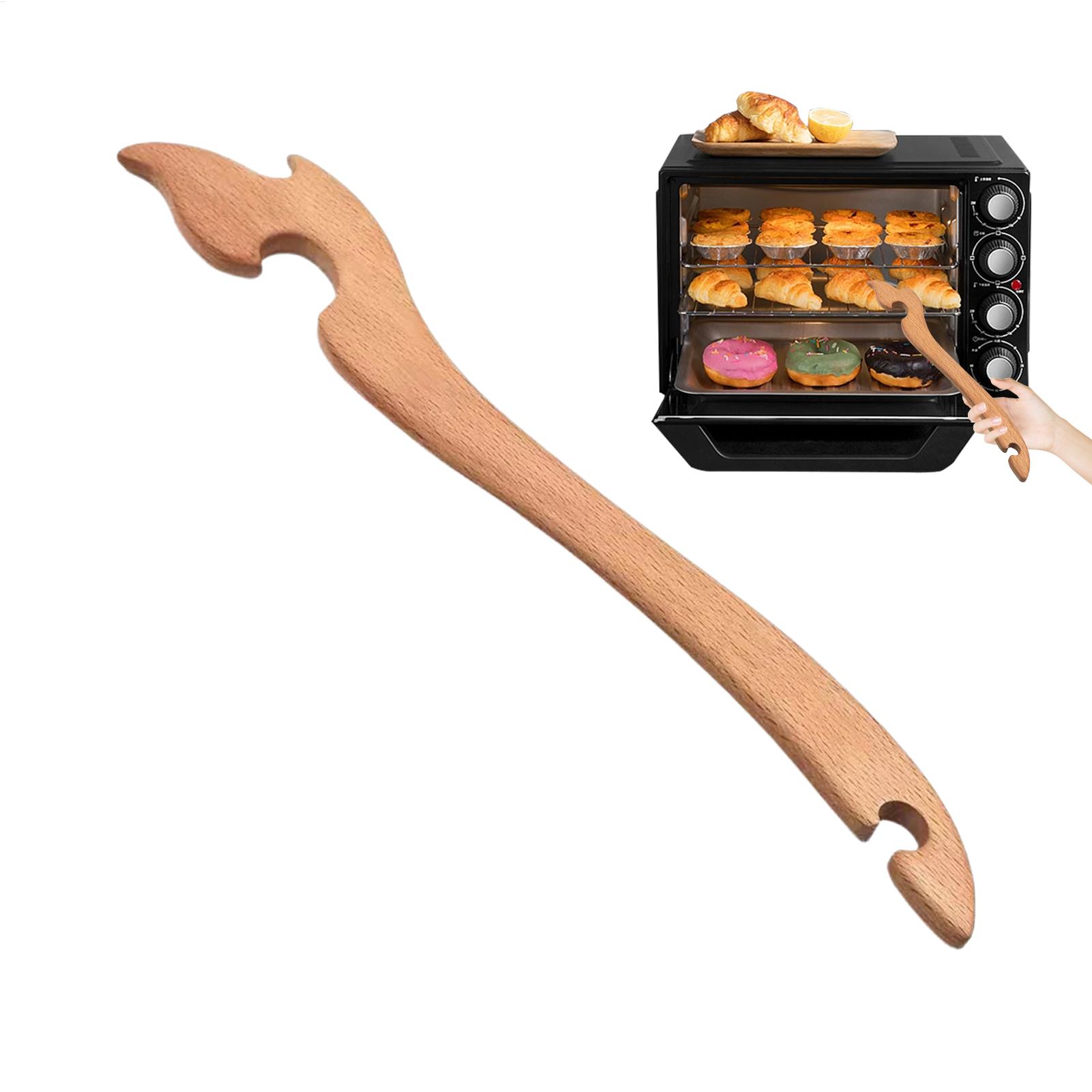 Cool Kitchen Baking Gadgets - オーブンラックプルツール 木製ロングハンドル 耐熱 キッチンガジェット オーブンラックヘルパー トースター