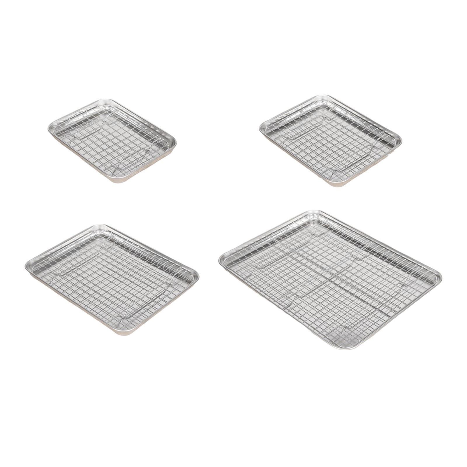 Kitchen Baking Tray Rack - ワイヤーラック付きベーキングシート 耐久性のあるステンレス製ベーキングウェアセット クッキー、パン焼き用 キッチンアクセサリー
