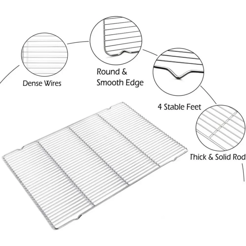 304ステンレス鋼製ベーキングトレイセット、グリルメタル長方 - Kitchen Baking Tray Rack のレビューと価格