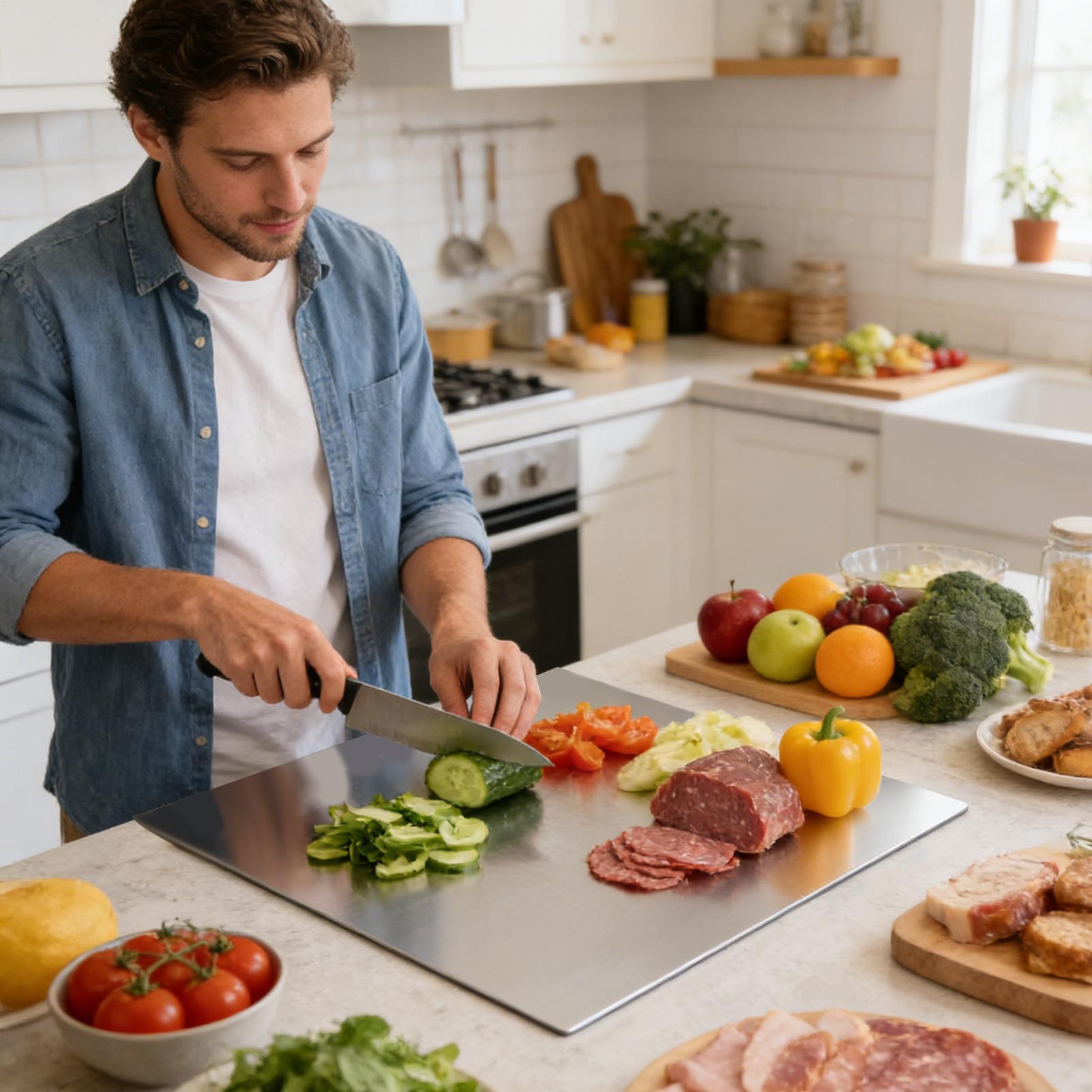 ステンレス鋼製まな板 ノンスティック両面肉切り板 シャルキュ - Kitchen And Baking Tools のレビューと価格