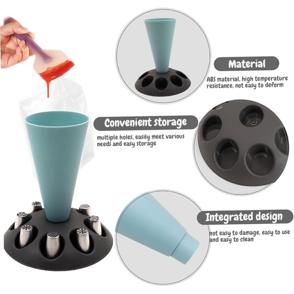 1 個ケーキデコレーションパイピングバッグチップホルダー付き - Kitchen And Baking Tools のレビューと価格