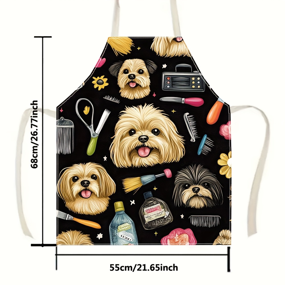 1pc 面白い犬のグルーマーエプロン かわいい子犬の顔とサロ - Kitchen Baking Background のレビューと価格