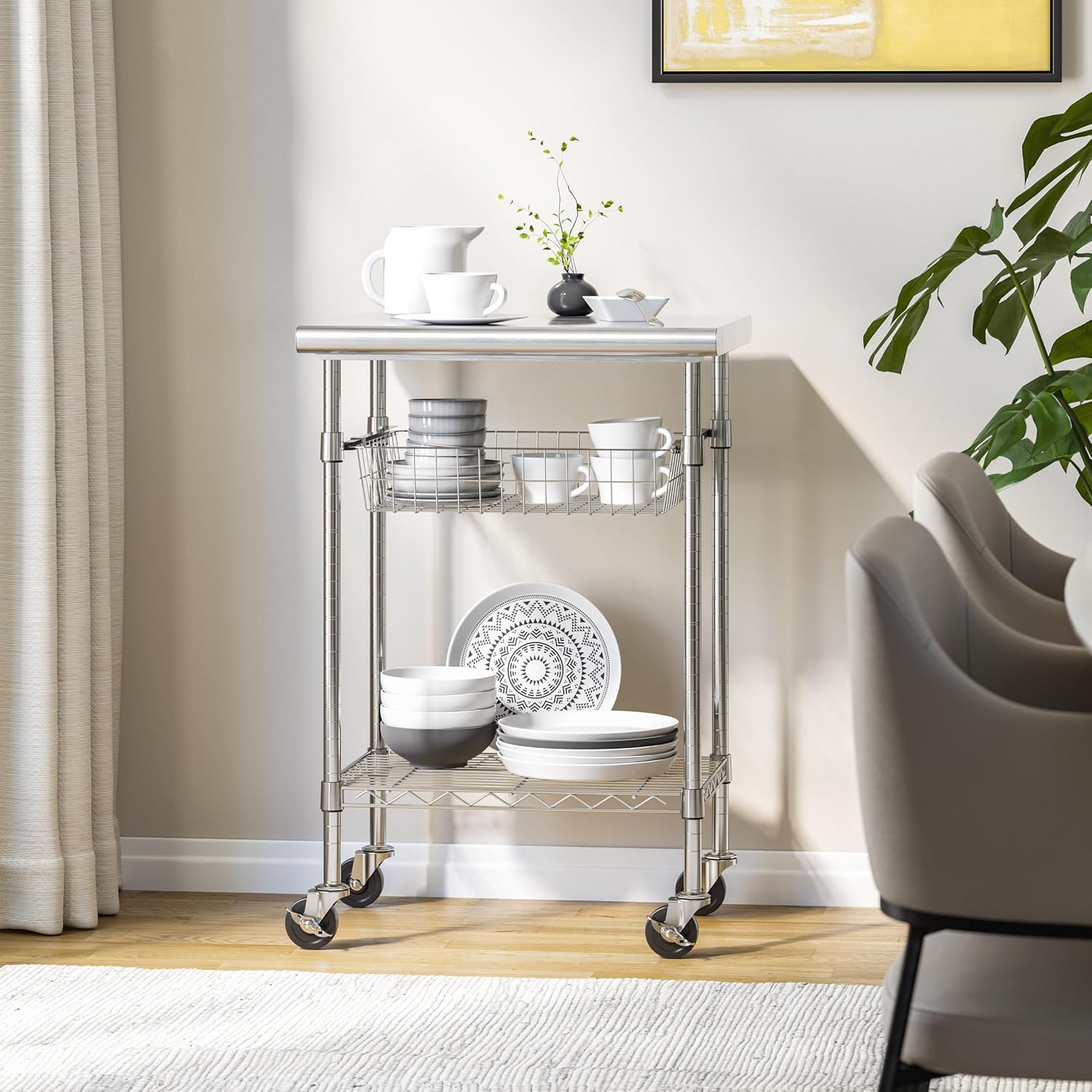 ステンレス製業務用調理台カート、モバイルキッチンアイランドワ - Kitchen Baking Cart のレビューと価格