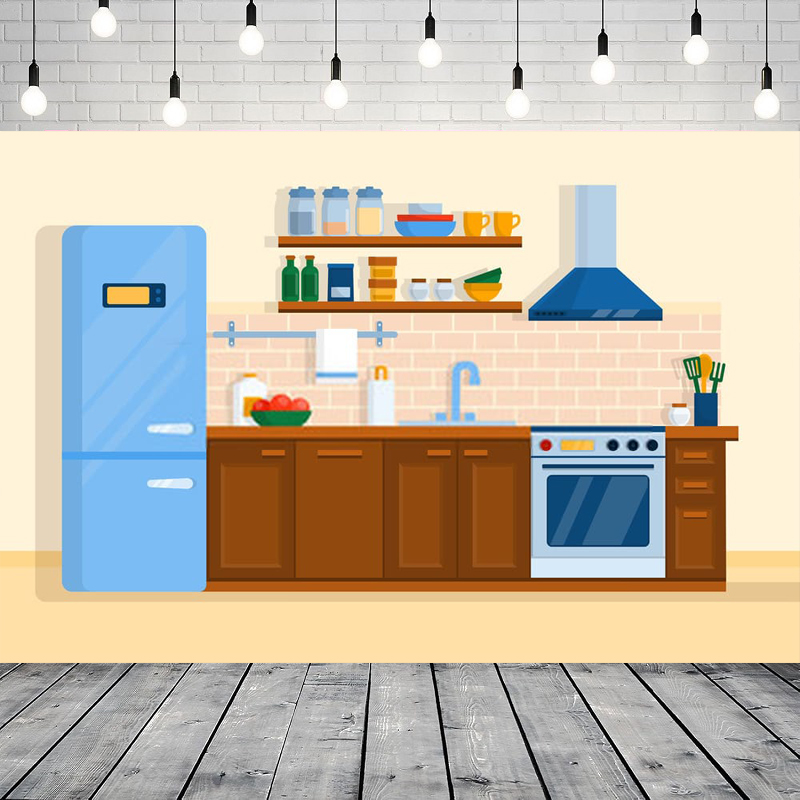 漫画キッチン写真撮影背景幕子供用ベーキングクッキングキッチン - Kitchen Baking Background のレビューと価格