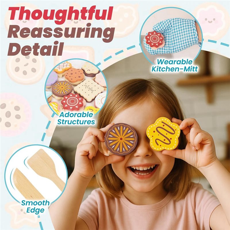 WOWFU-木製クッキーごっこ遊びセット 子供用 キッチンご - Kitchen Kids Baking Set のレビューと価格