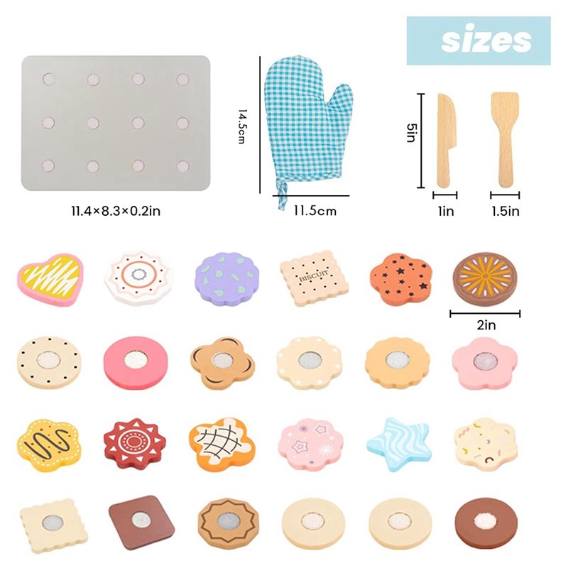 WOWFU-木製クッキーごっこ遊びセット 子供用 キッチンご - Kitchen Kids Baking Set のレビューと価格
