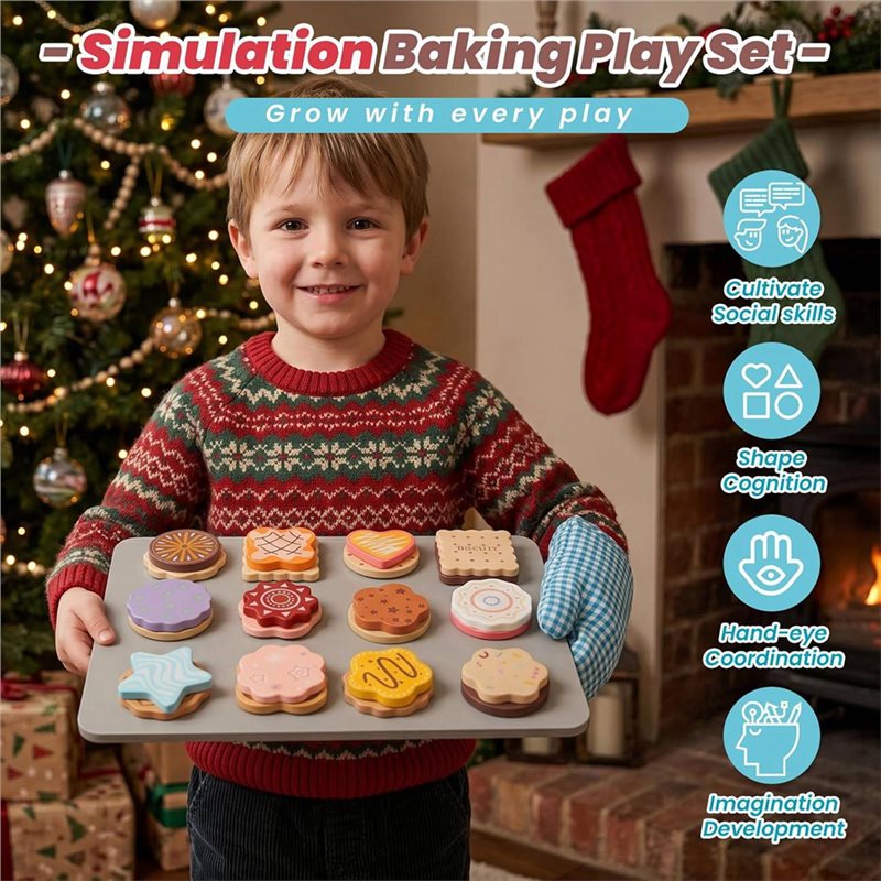 WOWFU-木製クッキーごっこ遊びセット 子供用 キッチンご - Kitchen Kids Baking Set のレビューと価格