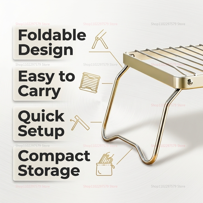 ポータブルステンレス鋼折りたたみ式キャンプストーブスタンドバ - Kitchen Baking Tray Rack のレビューと価格
