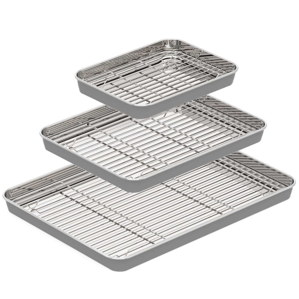 ワイヤーラック付きステンレス製ベーキングシート、均一加熱耐久 - Kitchen Baking Tray Rack のレビューと価格