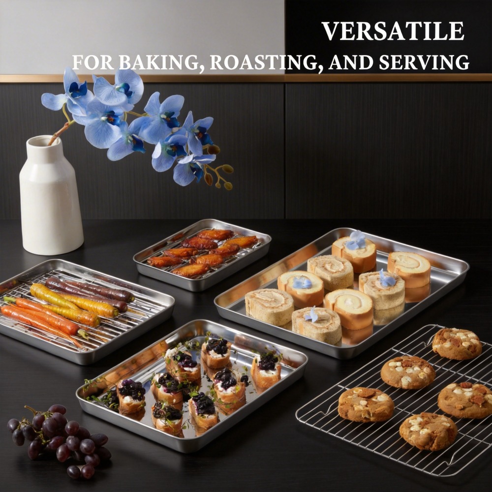 ワイヤーラック付きステンレス製ベーキングシート、均一加熱耐久 - Kitchen Baking Tray Rack のレビューと価格