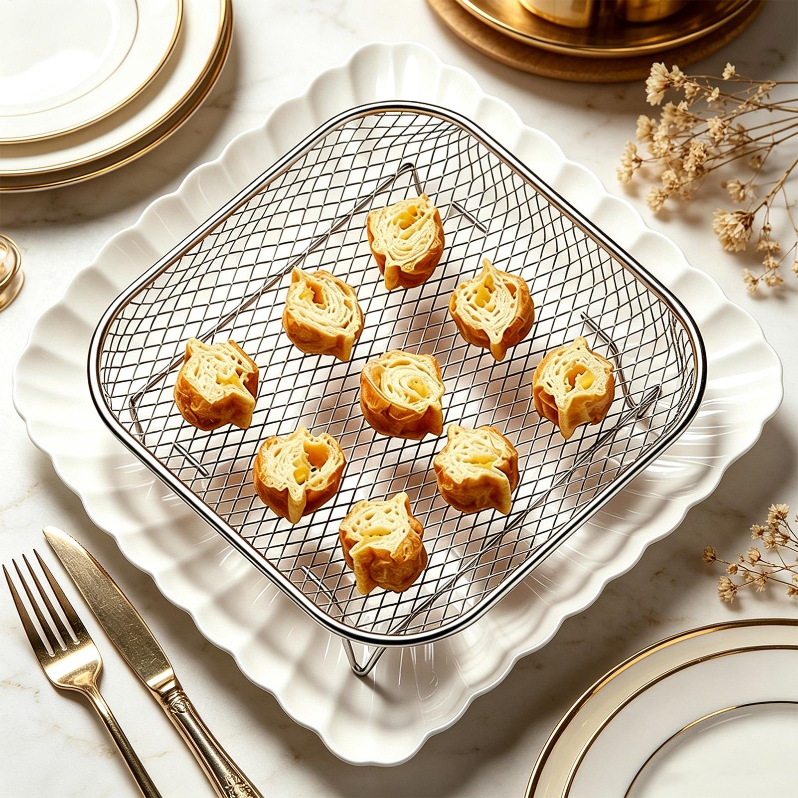 積み重ね可能なエアフライヤーグリルラックステンレス鋼BBQス - Kitchen Baking Tray Rack のレビューと価格