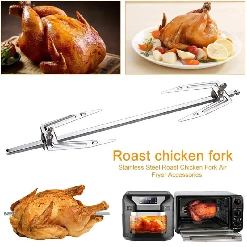 ステンレス鋼回転エアフライヤーフォークローストチキン串魚肉グ - Kitchen Baking Tray Rack のレビューと価格