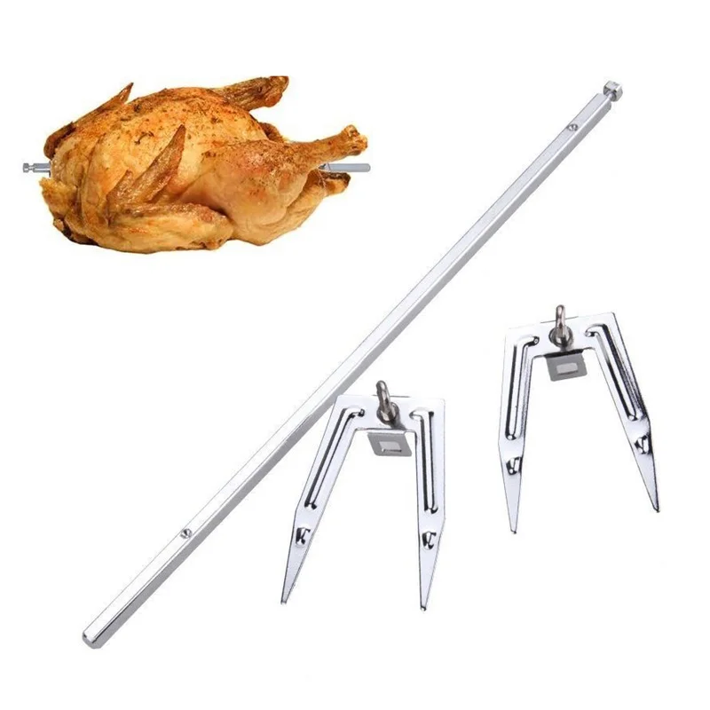 ステンレス鋼回転エアフライヤーフォークローストチキン串魚肉グ - Kitchen Baking Tray Rack のレビューと価格