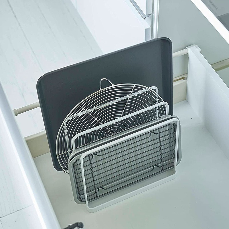 垂直まな板ラック 4 層キッチントレイベーキングトレイオーガ - Kitchen Baking Tray Rack のレビューと価格