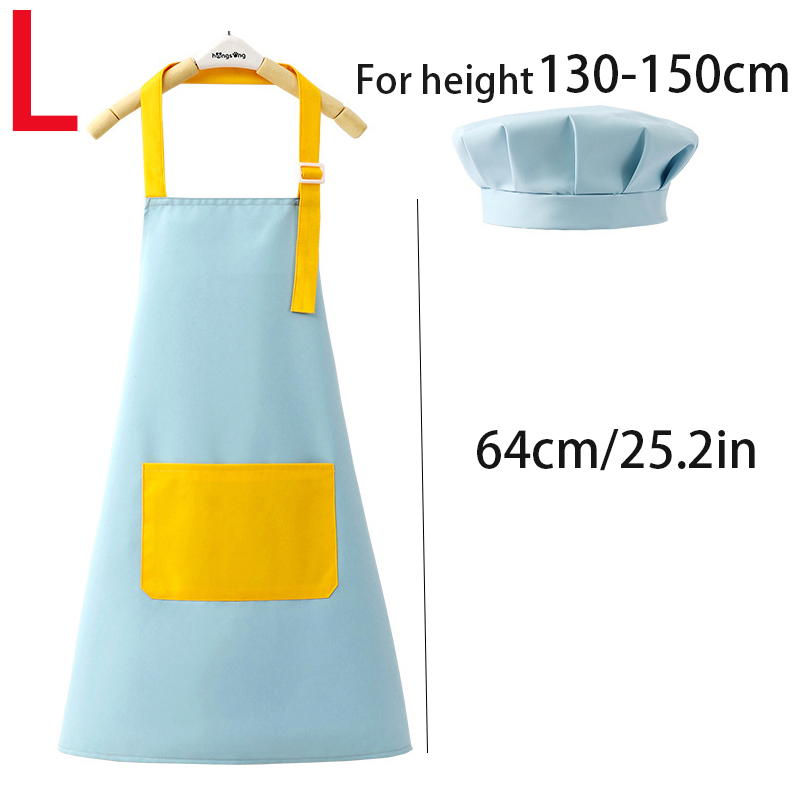 キッズエプロンとシェフハットセット 調節可能 大きなポケット - Kitchen Kids Baking Set のレビューと価格