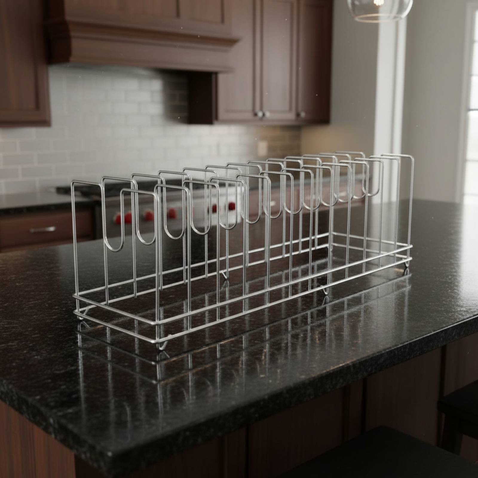 ピザパンラック省スペースベーキングトレイホルダー鍋蓋スタンド - Kitchen Baking Tray Rack のレビューと価格