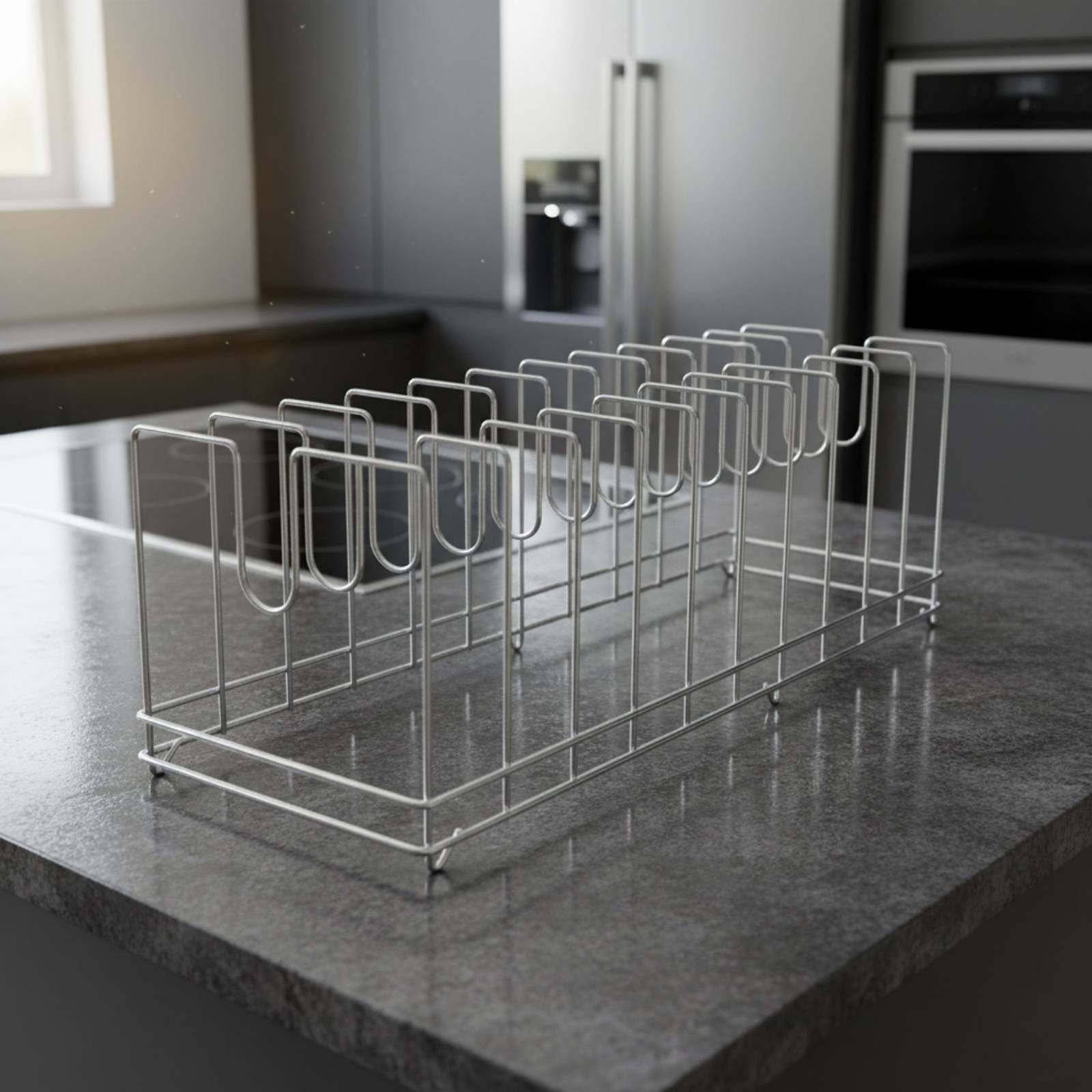 ピザパンラック省スペースベーキングトレイホルダー鍋蓋スタンド - Kitchen Baking Tray Rack のレビューと価格